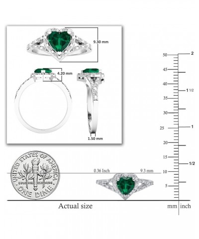 6mm Heart Lab Created Gemstone & White Diamond Engagement Ring in 925 Sterling Silver 7.5 925 Sterling Silver Lab-created Eme...