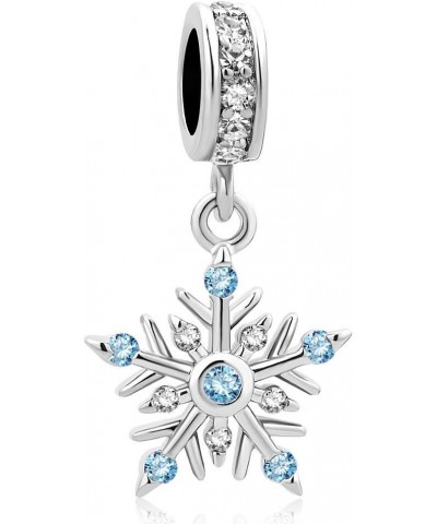 Dangle Clear & Blue Snowflake Charm Beads For Charm Bracelets Blue $6.95 Bracelets