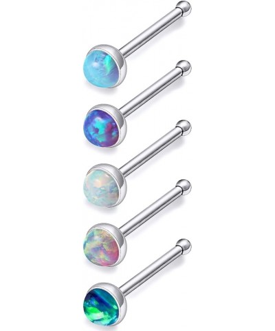 18G 20G 22G Titanium Nose Rings Opal Nose Studs for Women Men G23 Opal Nose Rings Nostril Piercing Jewelry Top Opal 1.5mm 2mm...