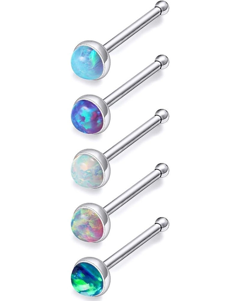 18G 20G 22G Titanium Nose Rings Opal Nose Studs for Women Men G23 Opal Nose Rings Nostril Piercing Jewelry Top Opal 1.5mm 2mm...