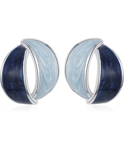 Blue Half Hoop Earrings for Women Girls Hypoallergenic Stud Half Open Earrings Statement Earrings Jewelry Gifts blue B $6.88 ...