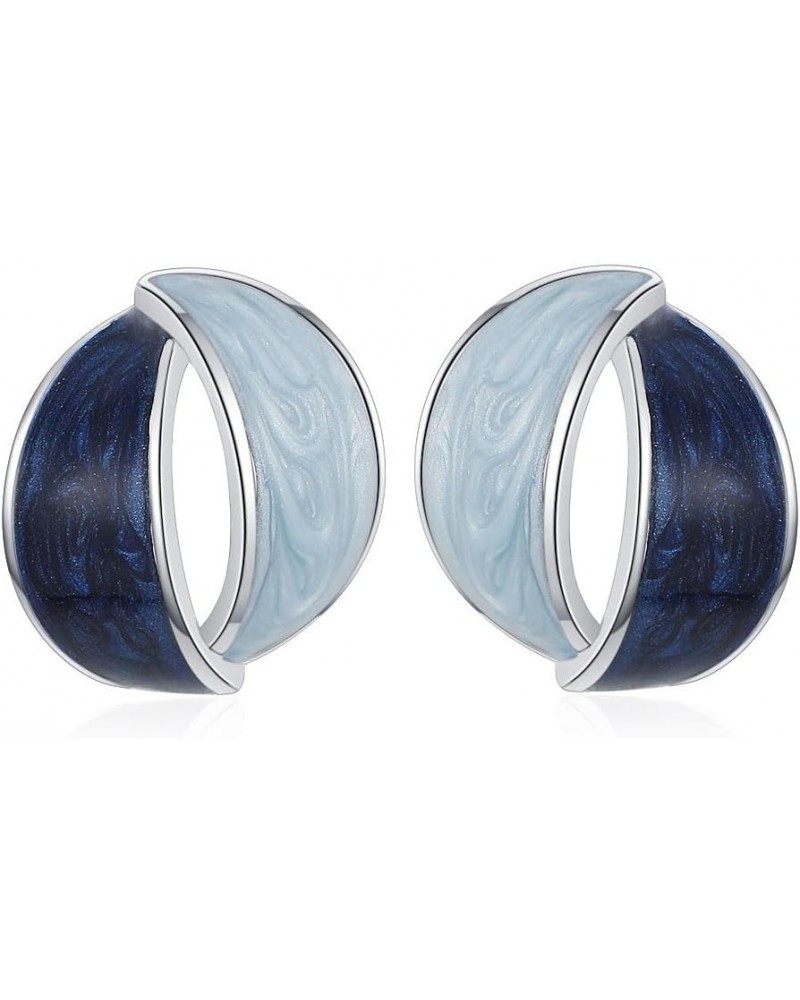 Blue Half Hoop Earrings for Women Girls Hypoallergenic Stud Half Open Earrings Statement Earrings Jewelry Gifts blue B $6.88 ...