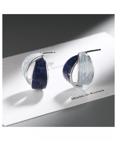 Blue Half Hoop Earrings for Women Girls Hypoallergenic Stud Half Open Earrings Statement Earrings Jewelry Gifts blue B $6.88 ...