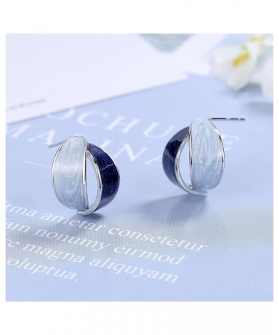 Blue Half Hoop Earrings for Women Girls Hypoallergenic Stud Half Open Earrings Statement Earrings Jewelry Gifts blue B $6.88 ...