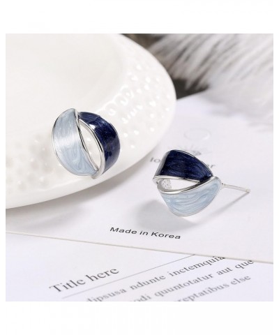 Blue Half Hoop Earrings for Women Girls Hypoallergenic Stud Half Open Earrings Statement Earrings Jewelry Gifts blue B $6.88 ...