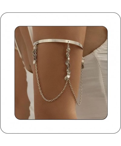 Punk Chain Tassel Upper Arm Cuff Cute Butterfly Disc Shell Star Coin Leaf Charm Pendant Arm Bracelet Bangle Open Greek Armlet...