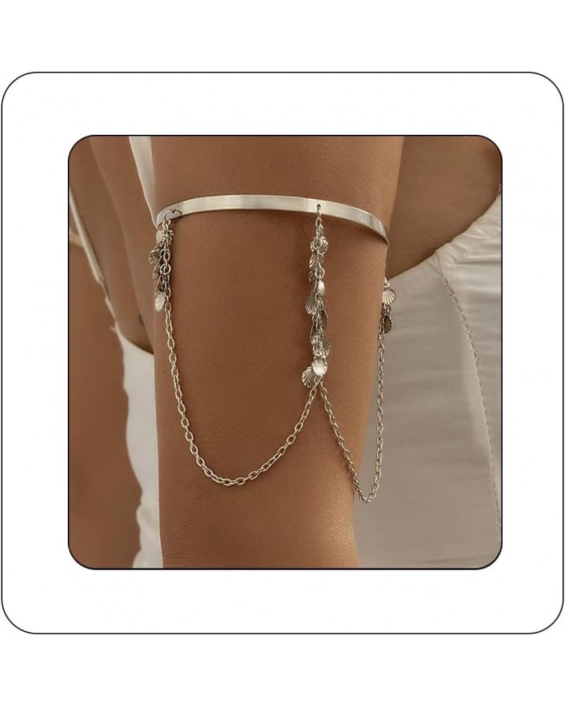 Punk Chain Tassel Upper Arm Cuff Cute Butterfly Disc Shell Star Coin Leaf Charm Pendant Arm Bracelet Bangle Open Greek Armlet...