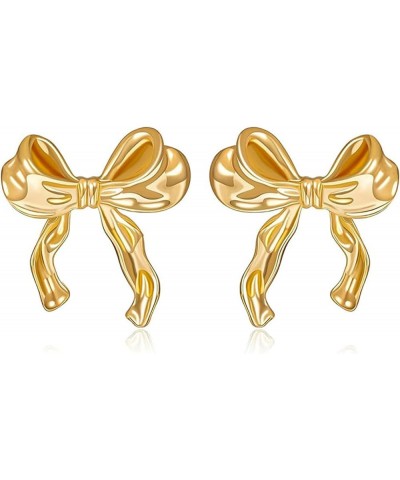 Gold Silver Bow Earrings Classic Ribbon Bow Stud Earrings for Women Cute Bowknot Earrings Flower Ribbon Bow Stud Earrings Bow...