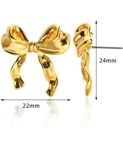 Gold Silver Bow Earrings Classic Ribbon Bow Stud Earrings for Women Cute Bowknot Earrings Flower Ribbon Bow Stud Earrings Bow...