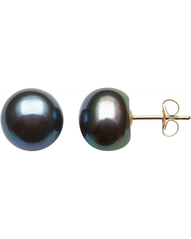 14K Gold Black Cultured Freshwater Pearl Stud Earrings Yellow Gold 6.0-6.5mm $23.20 Earrings