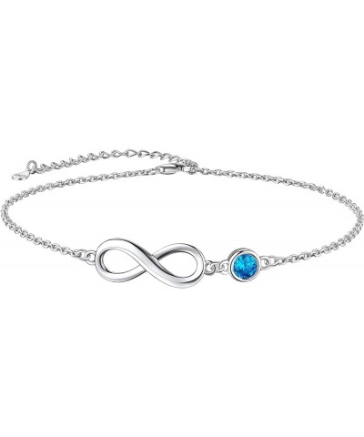 925 Stelring Silver Infinity Birthstone Anklet, Dainty Foot Chain Crytal Anklet Bracelets for Women Girls (with Gift Box) 12....