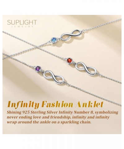 925 Stelring Silver Infinity Birthstone Anklet, Dainty Foot Chain Crytal Anklet Bracelets for Women Girls (with Gift Box) 12....