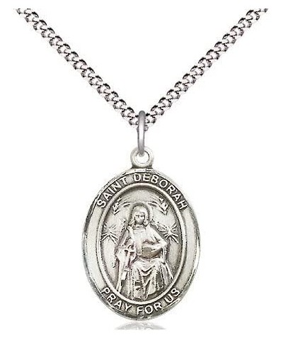 St. Deborah Catholic Patron Saint Medal Pendant Necklace Charm, Made in USA Medium/Pewter/18" chain $30.95 Necklaces