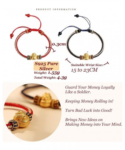 Golden Dragon Bracelet Gold-Filled Pure Silver Dragon Talisman for 2024 Zodiac Animal Red Cord Amulet Luxurious Vacation Jewe...