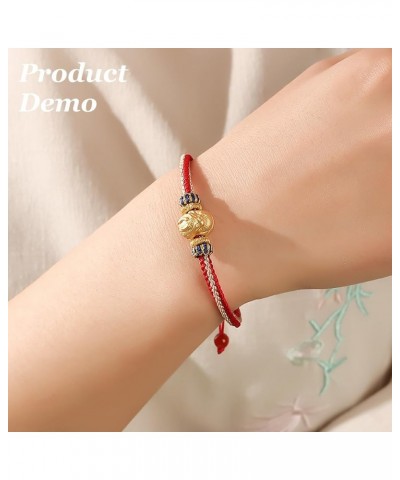 Golden Dragon Bracelet Gold-Filled Pure Silver Dragon Talisman for 2024 Zodiac Animal Red Cord Amulet Luxurious Vacation Jewe...