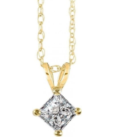 Princess Cut Diamond Solitaire Pendant in White & Yellow Gold Yellow Gold 0.4 carats $150.14 Necklaces