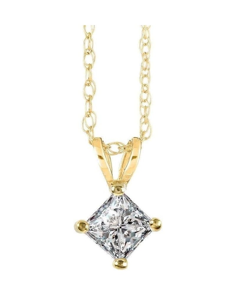 Princess Cut Diamond Solitaire Pendant in White & Yellow Gold Yellow Gold 0.4 carats $150.14 Necklaces