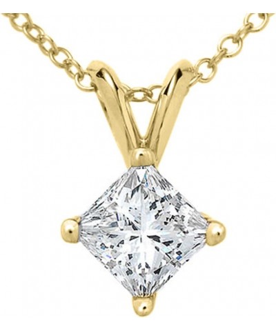 Princess Cut Diamond Solitaire Pendant in White & Yellow Gold Yellow Gold 0.4 carats $150.14 Necklaces