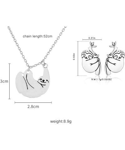 Tiny Tree Sloth Earrings Necklaces Set Hypoallergenic Lovely Animals Bradypod Charm Eardrop Snail Koala Bear Coala Pendant Ne...