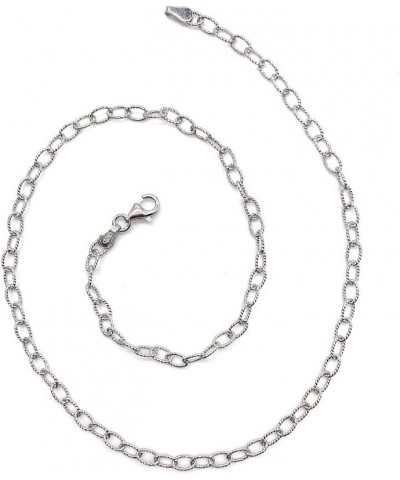 Duhaas Collection Sterling Silver 925 Fancy Oval Rolo 4mm Necklace Chain for Men, Women 16” – 24” | Diamond-Cut Double Oval C...