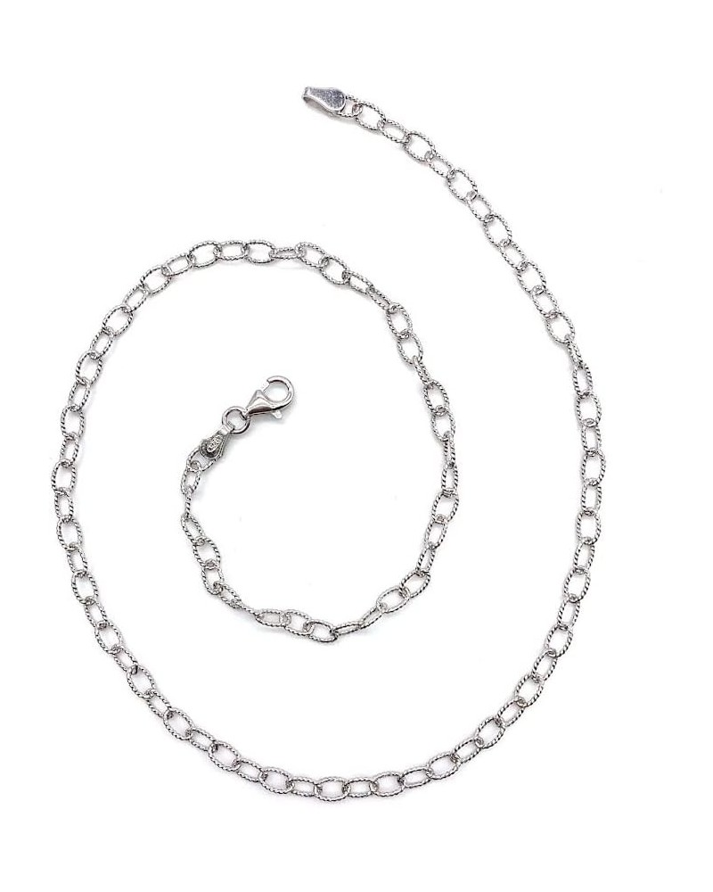 Duhaas Collection Sterling Silver 925 Fancy Oval Rolo 4mm Necklace Chain for Men, Women 16” – 24” | Diamond-Cut Double Oval C...