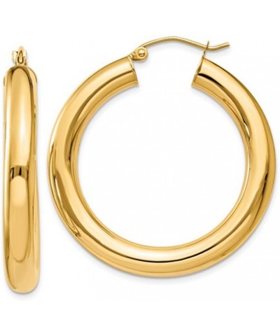 14K Yellow Gold Thick Tube Hoop Earrings with Click-Down Clasp, (5 or 6mm Tube) 35mm - 5mm Tube $209.58 Earrings