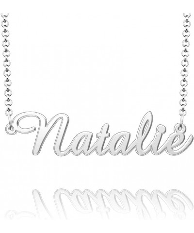 Personalized Custom Name Necklace 925 Sterling Silver Classic Script Initial Nameplate Necklaces Gifts for Girls Womens NATAL...