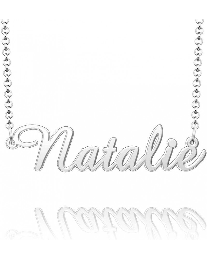 Personalized Custom Name Necklace 925 Sterling Silver Classic Script Initial Nameplate Necklaces Gifts for Girls Womens NATAL...