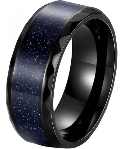 Custom Black Matching Rings - Couples' Blue Sandstone, Pear Cut with Personalized Engraving Men's ring $25.65 Rings