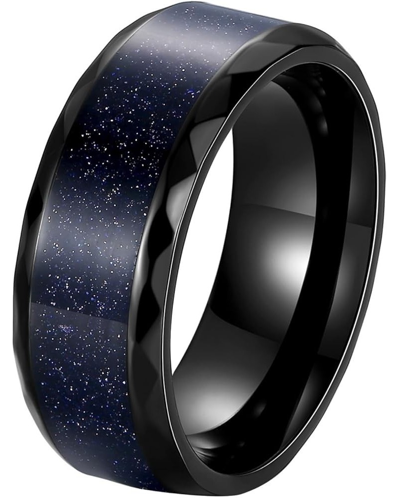 Custom Black Matching Rings - Couples' Blue Sandstone, Pear Cut with Personalized Engraving Men's ring $25.65 Rings