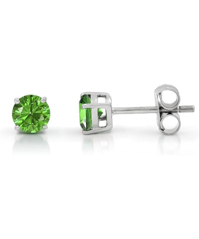 925 Sterling Silver 5mm Round 1.00 ct Genuine Gemstone Birthstone Stud Earrings, peridot $14.00 Earrings