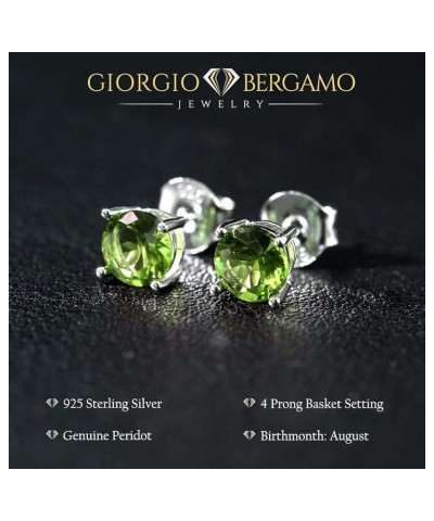 925 Sterling Silver 5mm Round 1.00 ct Genuine Gemstone Birthstone Stud Earrings, peridot $14.00 Earrings