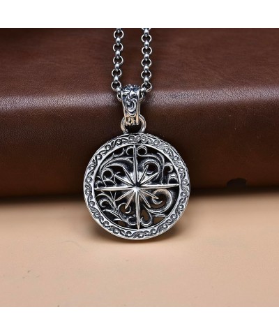 Compass Pendant for Men 925 Sterling Sliver Travel Friendship Pendant VintageTalisman Inspirational Graduation Gift Jewelry f...