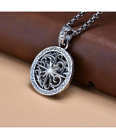 Compass Pendant for Men 925 Sterling Sliver Travel Friendship Pendant VintageTalisman Inspirational Graduation Gift Jewelry f...