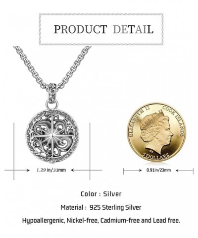 Compass Pendant for Men 925 Sterling Sliver Travel Friendship Pendant VintageTalisman Inspirational Graduation Gift Jewelry f...