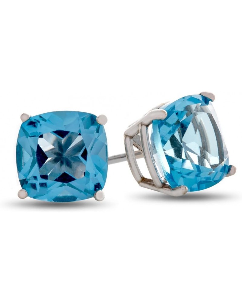 Solid 10k White Gold or 7x7mm Cushion-Cut Stone Post-With-Friction-Back Stud Earrings Swiss Blue Topaz White Gold $36.75 Earr...