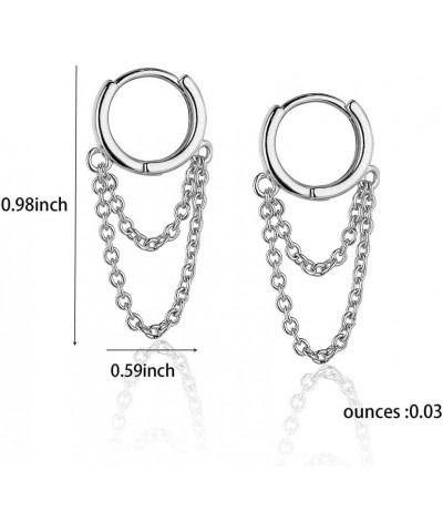 Silver Tassel Chain Drop Dangle Small Hoop Earrings Huggie for Women Teen 1111 $6.17 Earrings