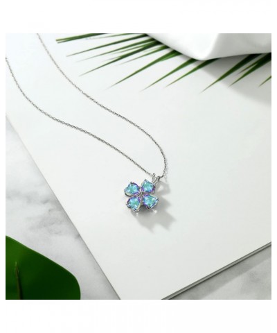 925 Sterling Silver Mercury Mist Mystic Topaz 4 Heart Shape Gemstone Birthstone Pendant Necklace For Women (3.80 Cttw, 6MM He...