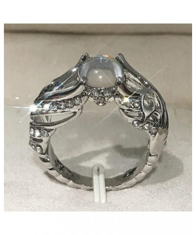 Retro Aristocratic Luxury 925 Sterling Silver Ring Angel Wings Wedding Band Charming Moonstone Diamond Jewelry Casual Accesso...