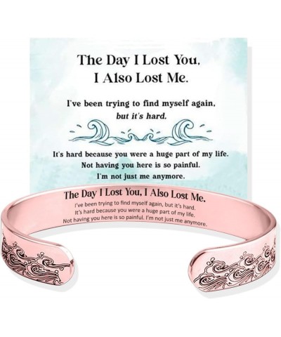 The Day I Lost You Bracelet Engraved Memorial Bracelet for Loss of Loved Inspirational Cuff Bangle Wave Bracelet Jewelry Gift...