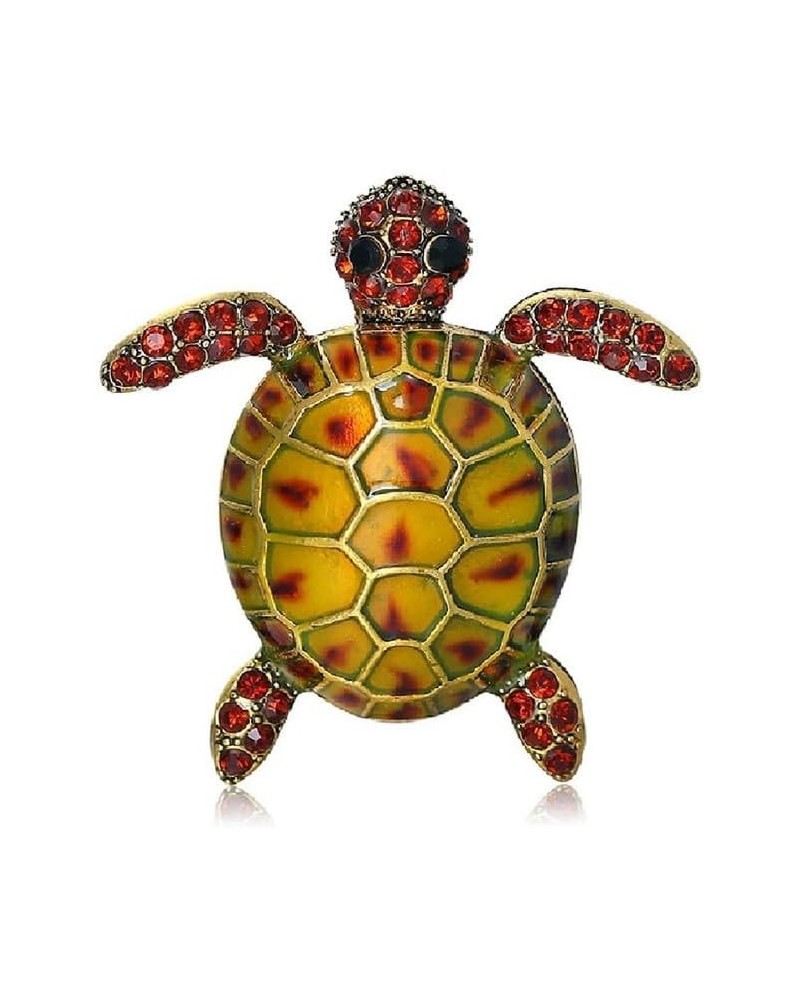 Handmade Women Rhinestone Turtle Brooches Pins Wedding Banquet Birthday Party Prom Costume Statement Jewelry Gift Yellow $9.8...