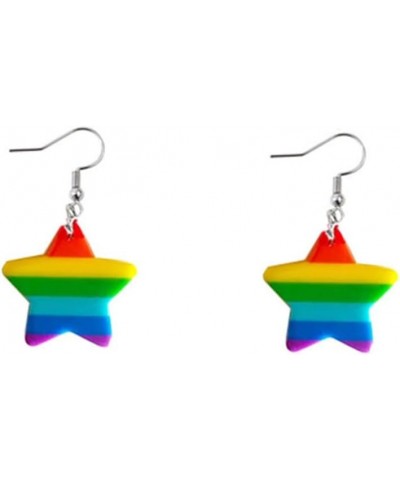 Rainbow Earrings Heart Rainbow Chain Stud Earrings for Women Girls LGBTQ Pride Earrings Lesbian Gay Pride Charm Heart Star Da...