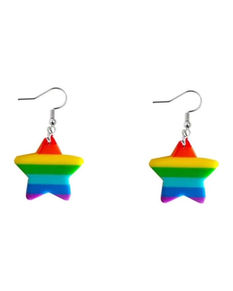 Rainbow Earrings Heart Rainbow Chain Stud Earrings for Women Girls LGBTQ Pride Earrings Lesbian Gay Pride Charm Heart Star Da...