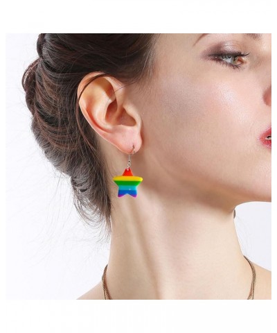 Rainbow Earrings Heart Rainbow Chain Stud Earrings for Women Girls LGBTQ Pride Earrings Lesbian Gay Pride Charm Heart Star Da...