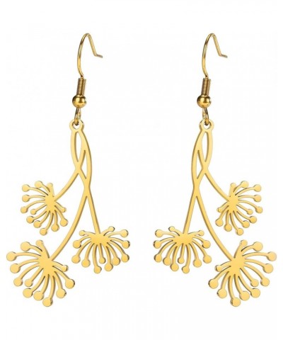 Stainless Steel Flower Style Birthday Wedding Evening Party Dangle Drop Earrings Gold $7.27 Earrings