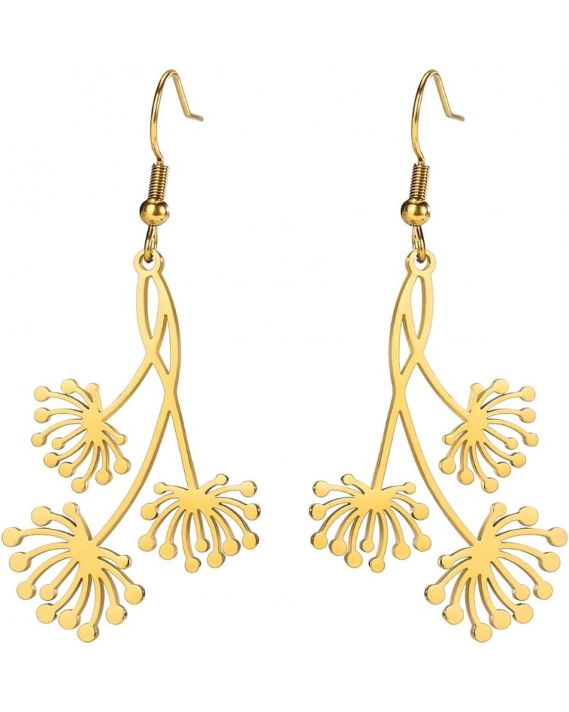 Stainless Steel Flower Style Birthday Wedding Evening Party Dangle Drop Earrings Gold $7.27 Earrings