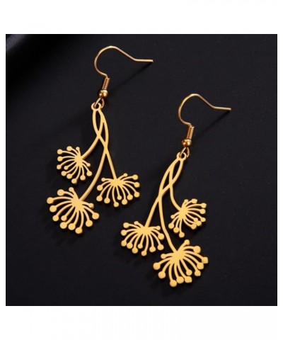 Stainless Steel Flower Style Birthday Wedding Evening Party Dangle Drop Earrings Gold $7.27 Earrings