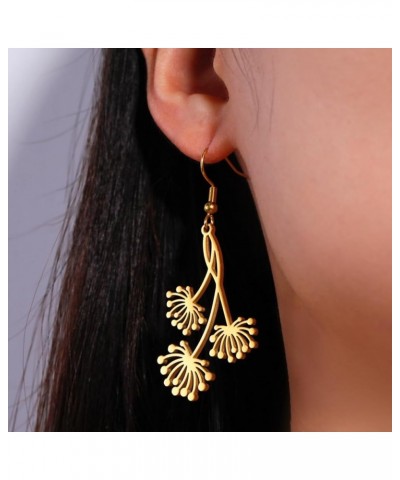 Stainless Steel Flower Style Birthday Wedding Evening Party Dangle Drop Earrings Gold $7.27 Earrings