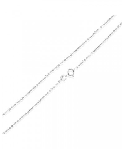 Sterling Silver 1mm Diamond-Cut Bead Station Rolo Chain Necklace For Women, Size 14" - 36" Italy Sterling Silver 18.0 Inches ...