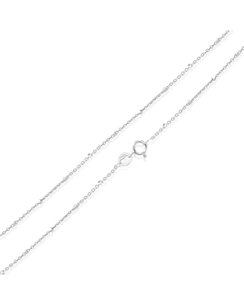 Sterling Silver 1mm Diamond-Cut Bead Station Rolo Chain Necklace For Women, Size 14" - 36" Italy Sterling Silver 18.0 Inches ...